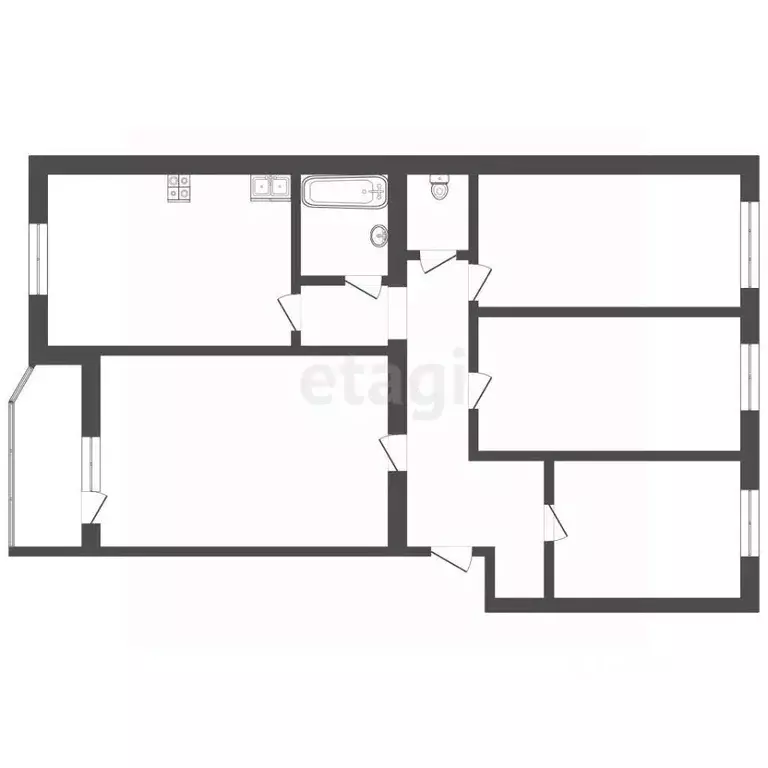 4-к кв. Татарстан, Нижнекамск ул. Бызова, 24 (74.0 м) - Фото 1
