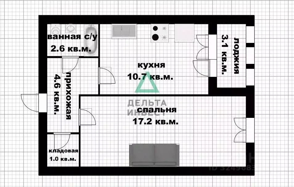 1-к кв. Башкортостан, Уфа ул. Георгия Мушникова, 5/3 (34.5 м) - Фото 2