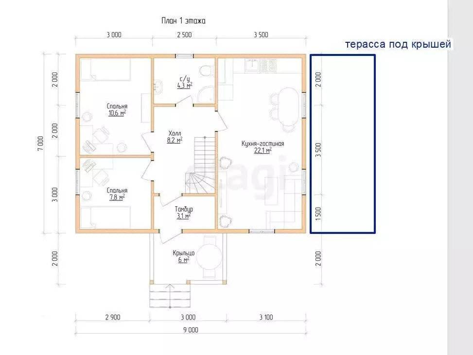 Дом в посёлок Зарубино, микрорайон Экоград, улица 2-й квартал (118 м) - Фото 1