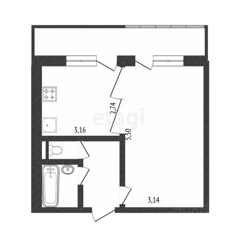 1-к кв. Белгородская область, Белгород Свято-Троицкий бул., 34 (47.3 ... - Фото 2