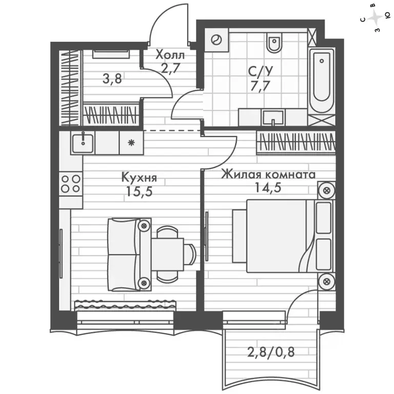 1-к кв. Нижегородская область, Нижний Новгород Черниговская ул. (45.0 ... - Фото 2