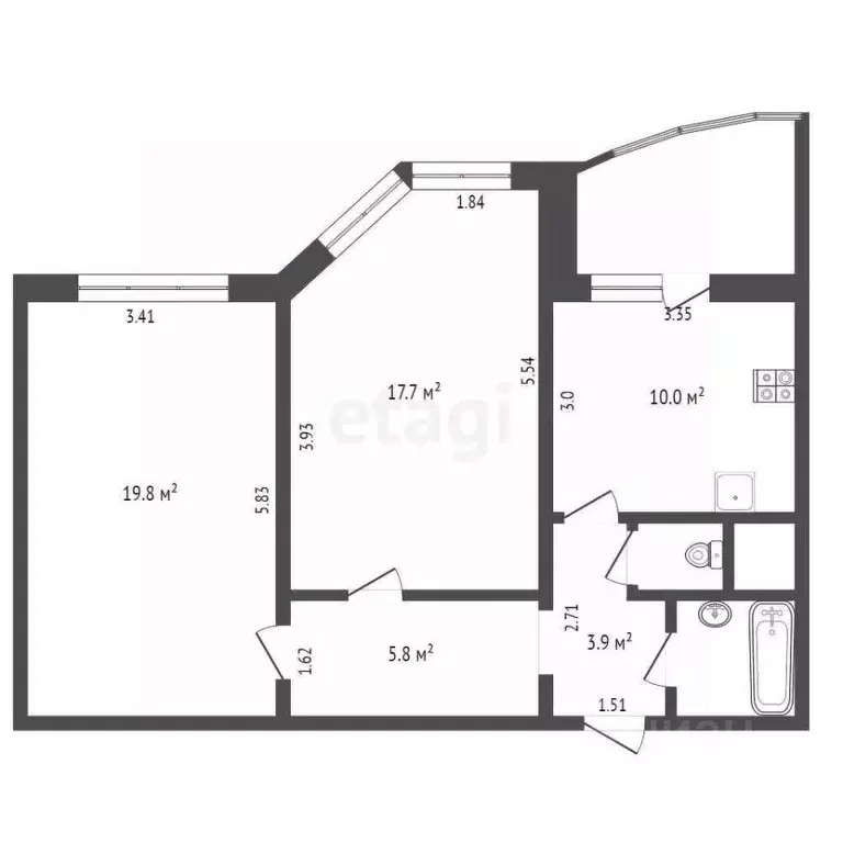 2-к кв. Московская область, Мытищи ул. Борисовка, 28А (61.3 м) - Фото 2