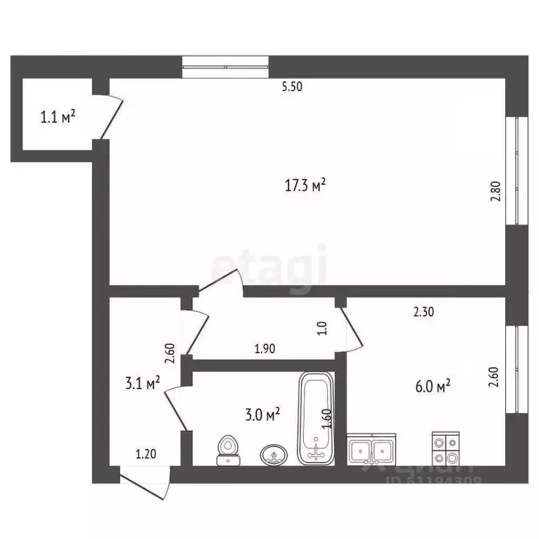 1-к кв. Мордовия, Саранск Дачный пер., 11 (30.5 м) - Фото 1