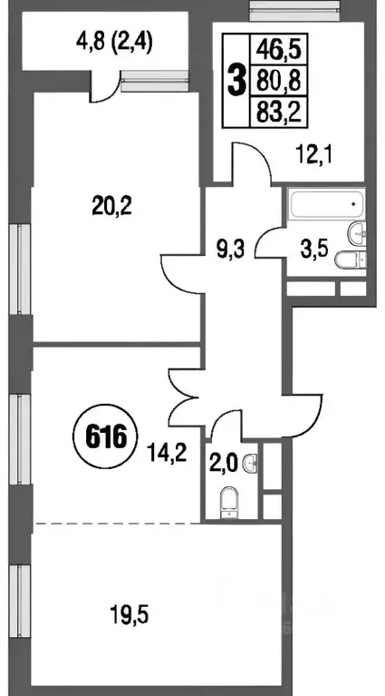 3-к кв. Москва Тагильская ул., 4В (82.7 м) - Фото 1