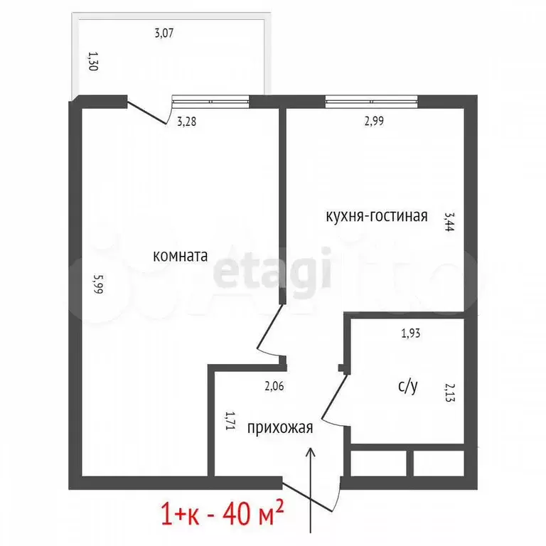 1-к. квартира, 39 м, 22/25 эт. - Фото 0