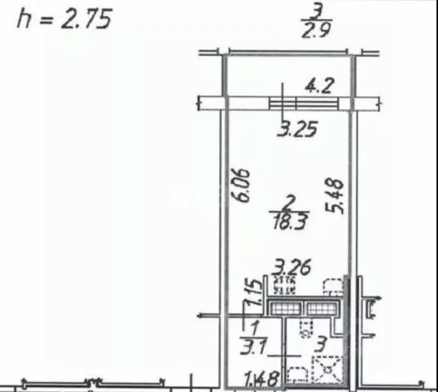 Студия Санкт-Петербург ул. Адмирала Черокова, 18к3 (24.1 м) - Фото 2