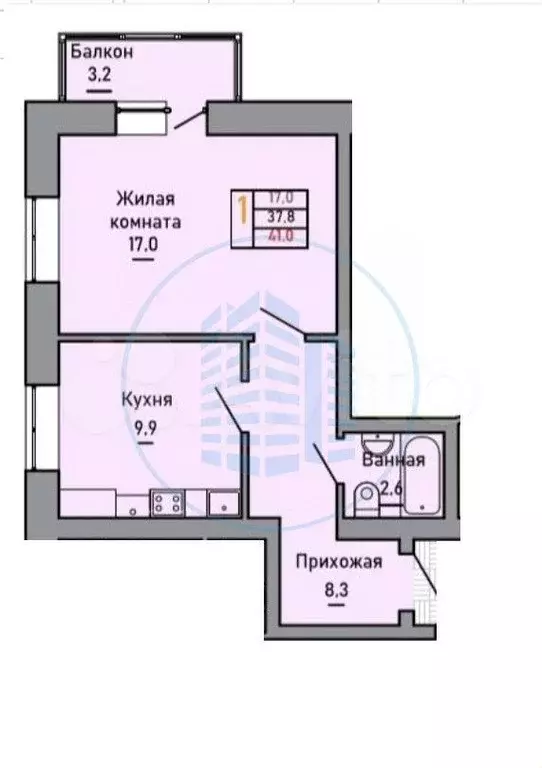 1-к. квартира, 37,2 м, 1/4 эт. - Фото 0