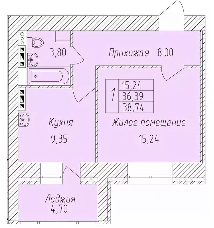 1-к кв. Белгородская область, Старый Оскол Степной мкр,  (38.74 м) - Фото 0
