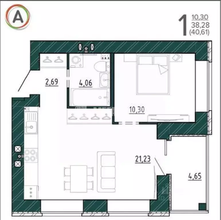 2-к кв. Брянская область, Брянск ул. Ульянова, 24 (40.0 м) - Фото 2