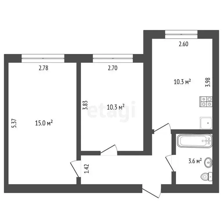 2-комнатная квартира: Нальчик, улица Шарданова, 48к2 (56 м) - Фото 0