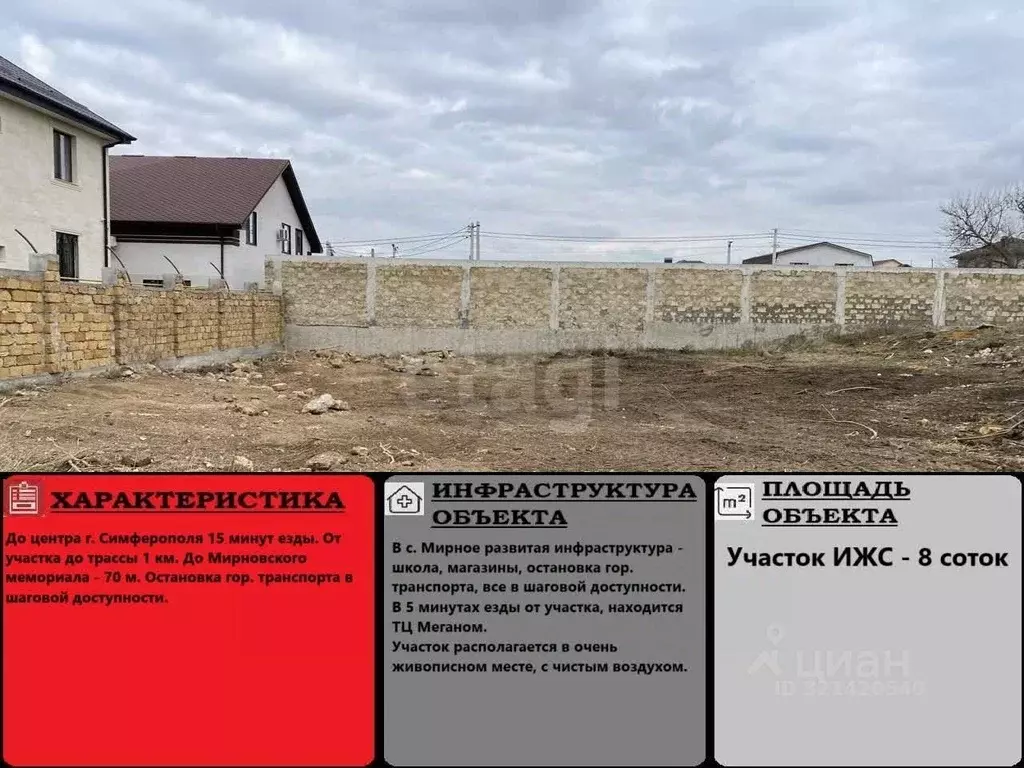 Участок в Крым, Симферопольский район, с. Мирное ул. Интернациональная ... - Фото 1