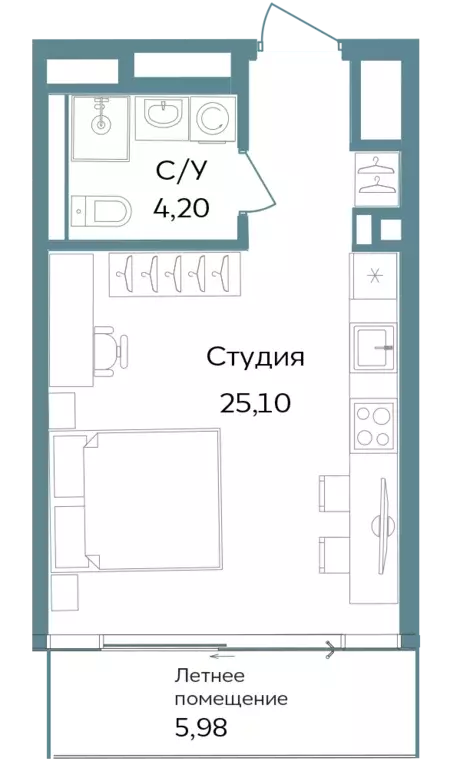 квартира-студия, 35.28 м - Фото 0