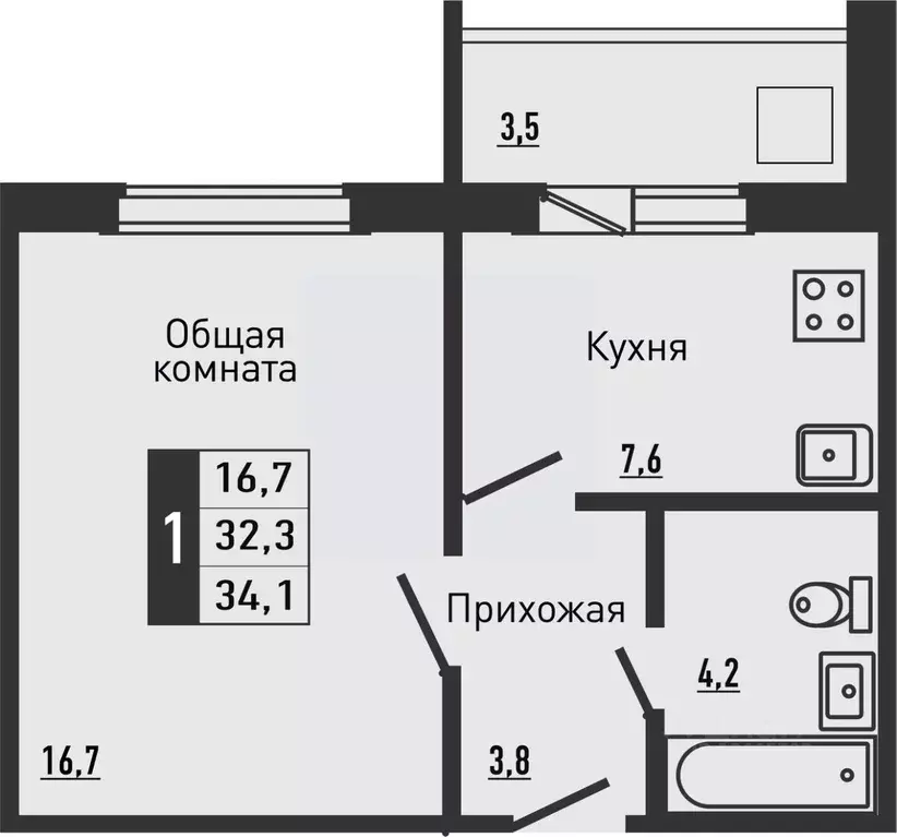 1-к кв. Орловская область, Орловский район, д. Жилина ул. Садовая, 2к1 ... - Фото 0