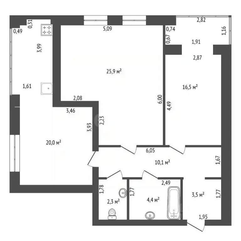 3-к кв. Башкортостан, Уфа ул. Авроры, 5/10 (83.0 м) - Фото 1