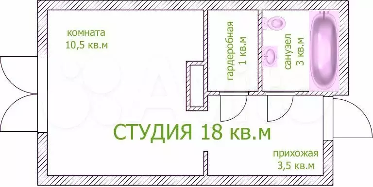 Квартира-студия, 19,5 м, 1/17 эт. - Фото 0