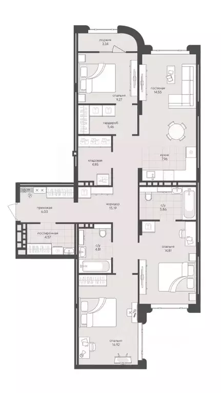 3-к кв. Новосибирская область, Новосибирск Кедровая ул., 79 (113.62 м) - Фото 1
