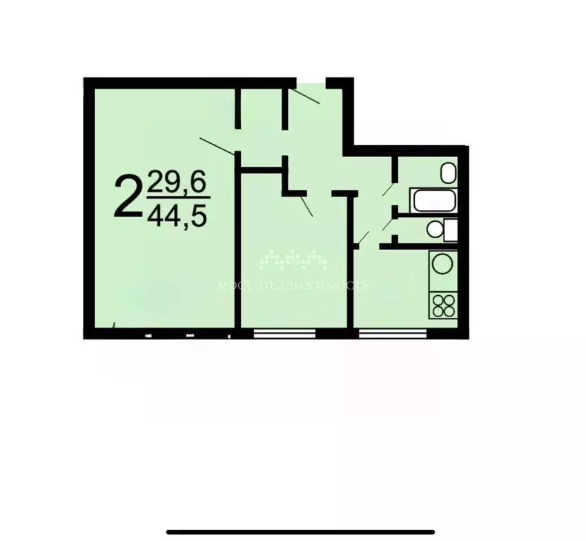 2-к кв. Москва Фестивальная ул., 59К2 (44.5 м) - Фото 2
