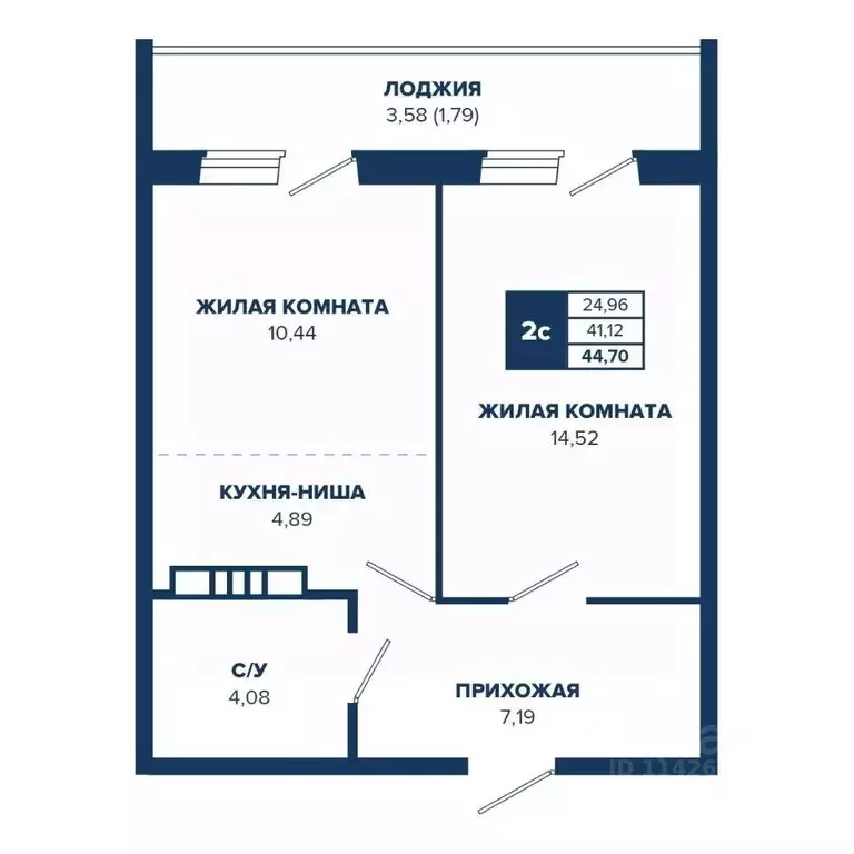 2-к кв. Новосибирская область, Новосибирск Знаменский кв-л,  (44.7 м) - Фото 0
