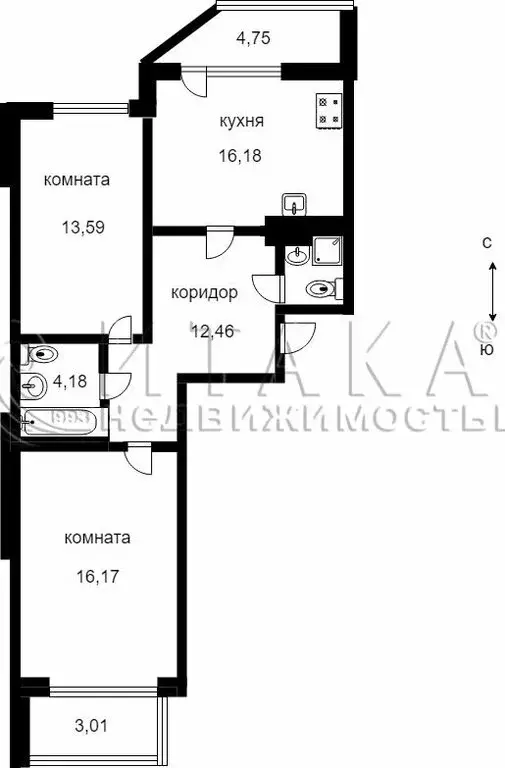 2-комнатная квартира: Санкт-Петербург, улица Маршала Захарова, 8 ... - Фото 0