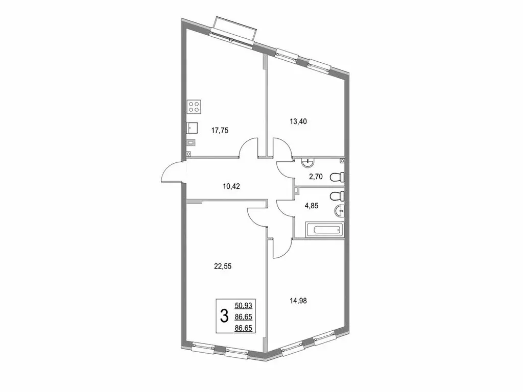 3-комнатная квартира: деревня Крюково, Высокая улица, 1 (86.5 м) - Фото 1