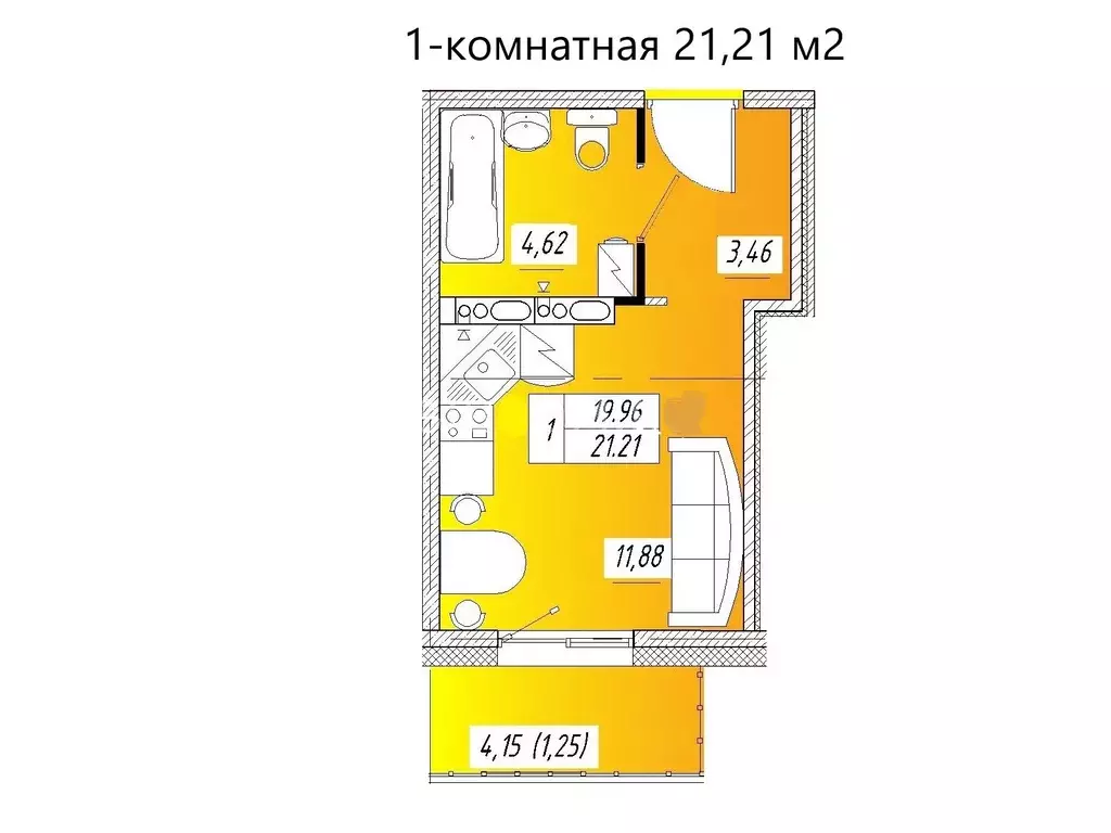 Продаётся квартира-студия, 21.21 м - Фото 1