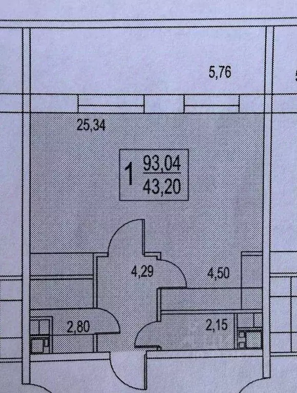 Квартира, 1 комната, 43 м - Фото 1