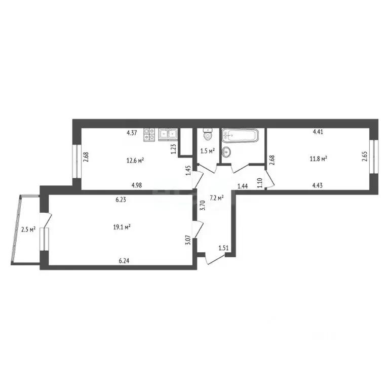 2-к кв. Санкт-Петербург просп. Большевиков, 11к2 (57.3 м) - Фото 2