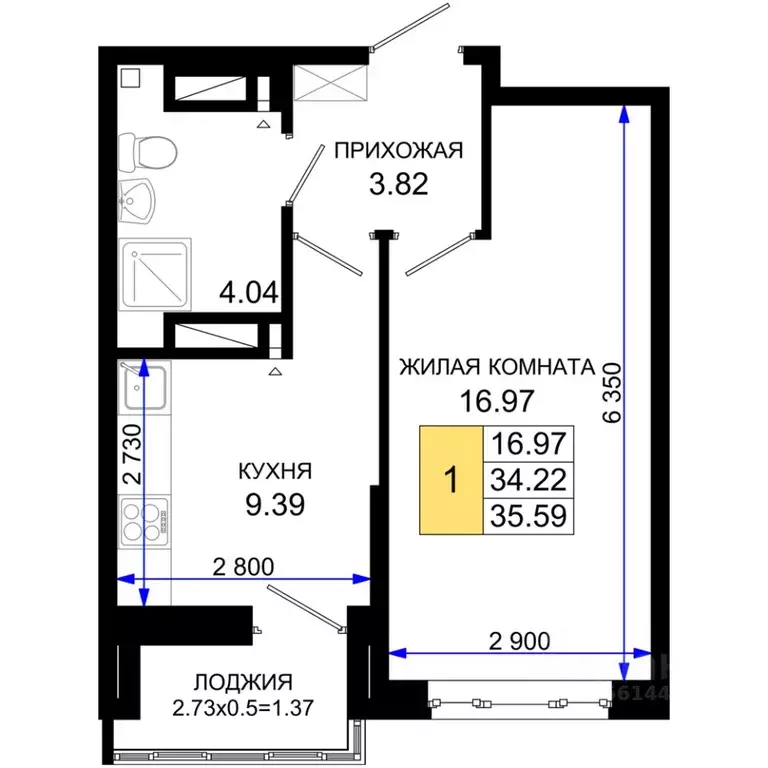 1-к кв. Ростовская область, Ростов-на-Дону Нефтекачка кв-л, Октябрь ... - Фото 0