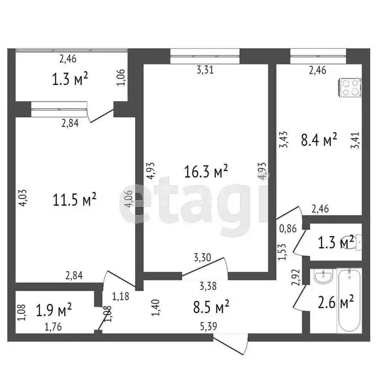 2-комнатная квартира: Стерлитамак, улица Артёма, 127 (50.5 м) - Фото 1