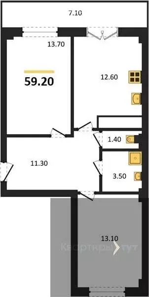 2-комнатная квартира: Воронеж, Цимлянская улица, 10В (59.2 м) - Фото 0