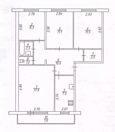 4-к кв. Татарстан, Нижнекамск ул. Бызова, 1А (73.0 м) - Фото 2