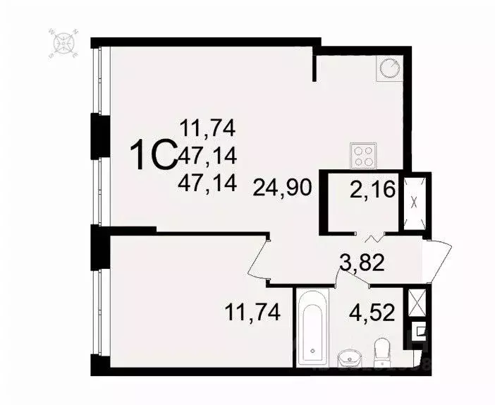 1-к кв. Рязанская область, Рязань ул. Чкалова (47.14 м) - Фото 1