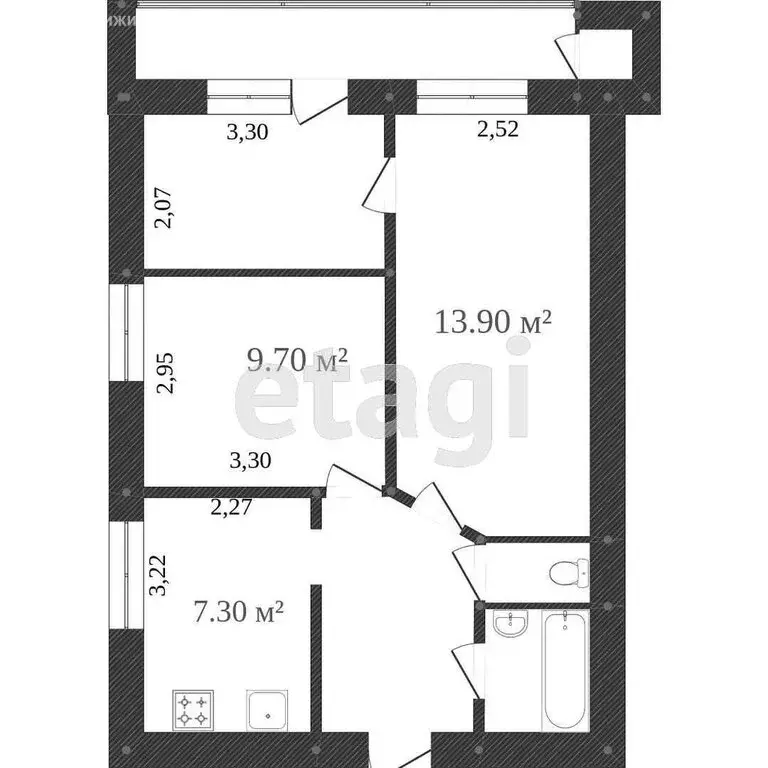 3-комнатная квартира: Шебекино, улица Ленина, 82 (62 м) - Фото 1