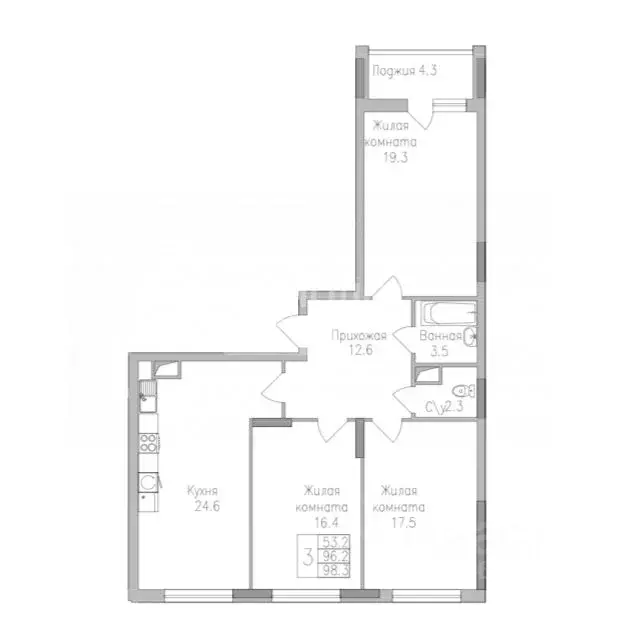 4-к кв. Липецкая область, Липецк ул. Тельмана, 120 (98.3 м) - Фото 2