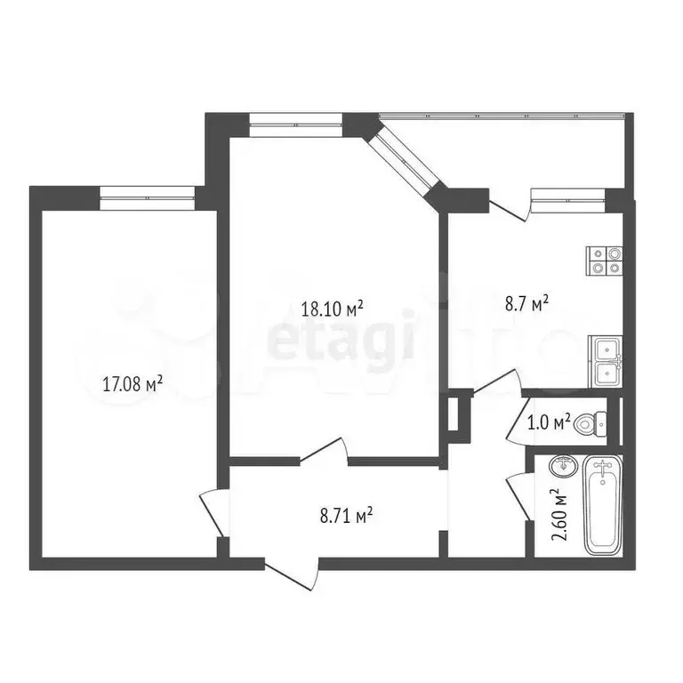 2-к. квартира, 58 м, 4/5 эт. - Фото 0