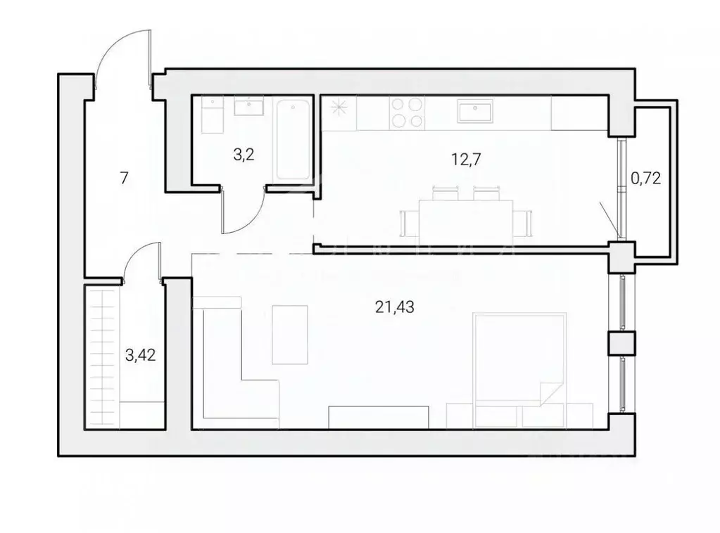 1-к кв. Калининградская область, Калининград Балашовская ул., 4 (47.8 ... - Фото 2