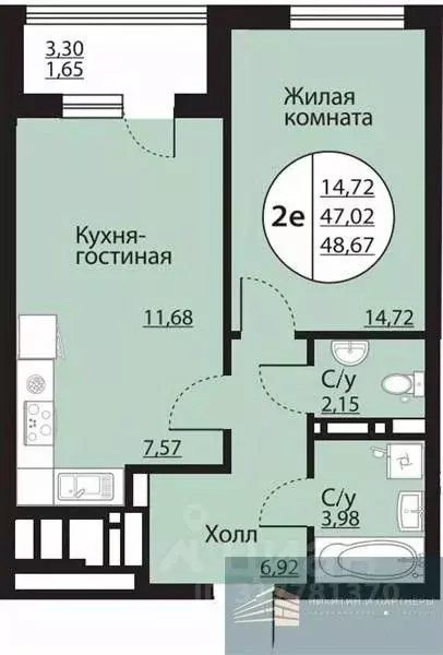1-к кв. Воронежская область, Воронеж Московский просп., 138 (48.7 м) - Фото 0