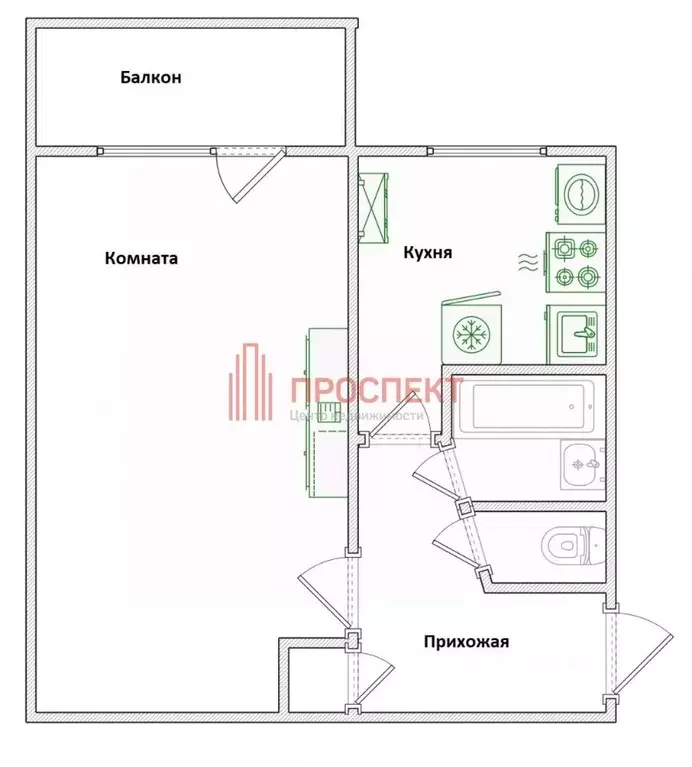 1-к кв. Пензенская область, Пенза ул. Пугачева, 55 (30.2 м) - Фото 2