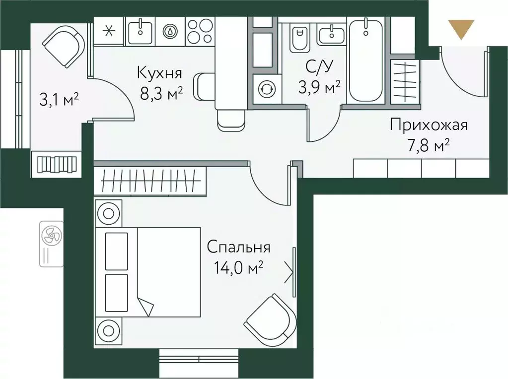 1-к кв. Волгоградская область, Волгоград Новосибирская ул., 74 (37.1 ... - Фото 0