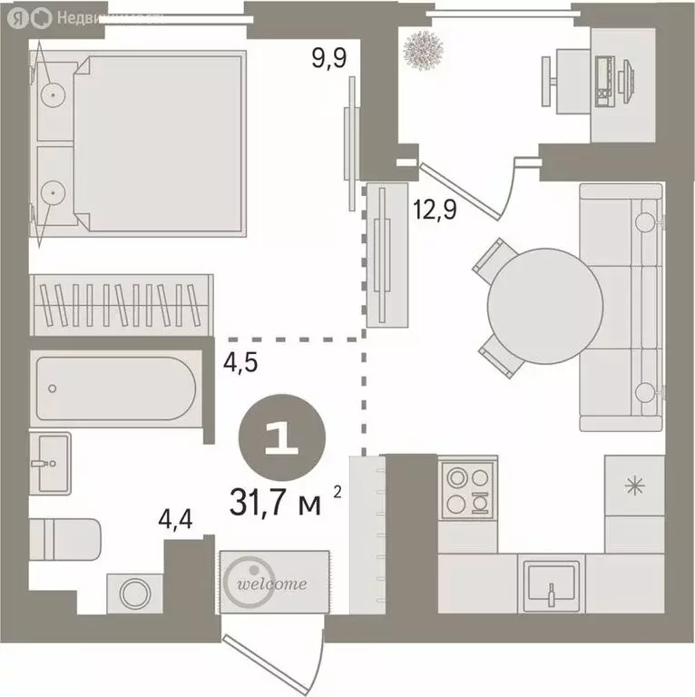 1-комнатная квартира: Екатеринбург, улица Краснолесья, 10/3 (31.7 м) - Фото 2