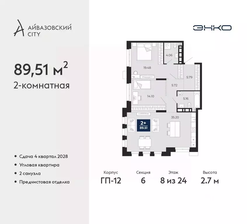 2-к кв. Тюменская область, Тюмень Айвазовский Сити жилой комплекс ... - Фото 1