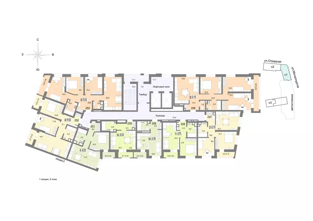 2-к кв. Свердловская область, Екатеринбург ул. Металлургов, 63/1 (57.6 ... - Фото 2