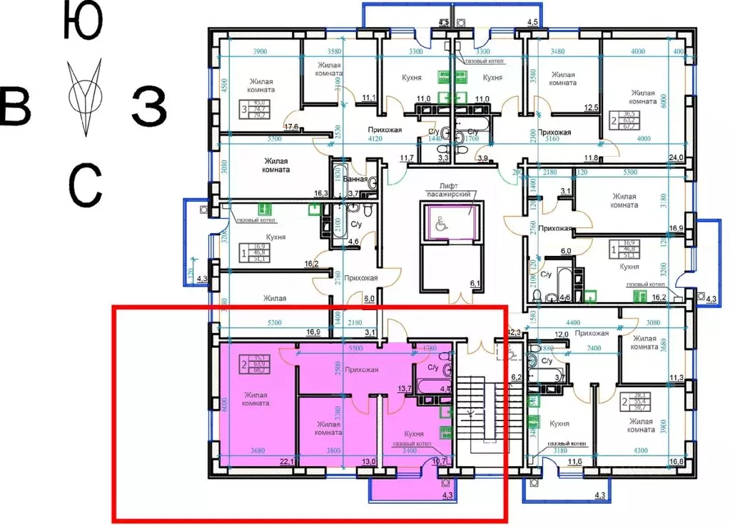 2-к кв. Ставропольский край, Ессентуки ул. Маяковского, 19А (66.8 м) - Фото 2
