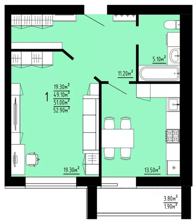1-к кв. Мордовия, Саранск Республиканская ул., 38 (51.0 м) - Фото 1