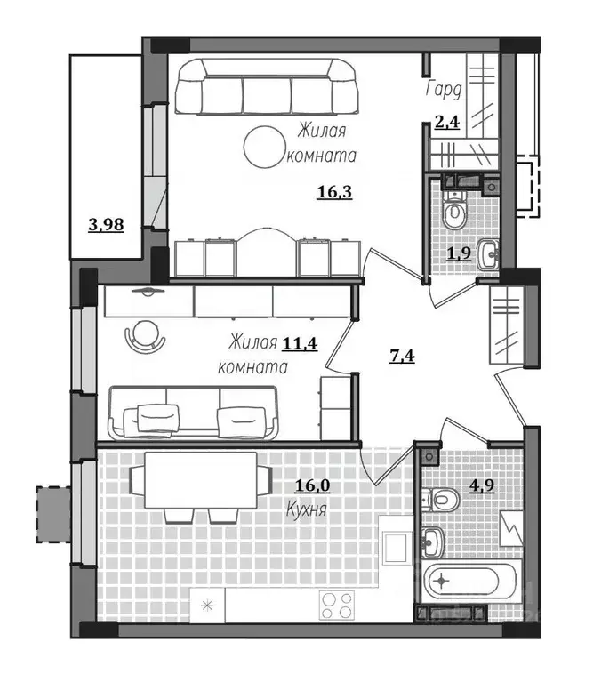 2-к кв. Смоленская область, Смоленск ул. Александра Степанова, 14 ... - Фото 1