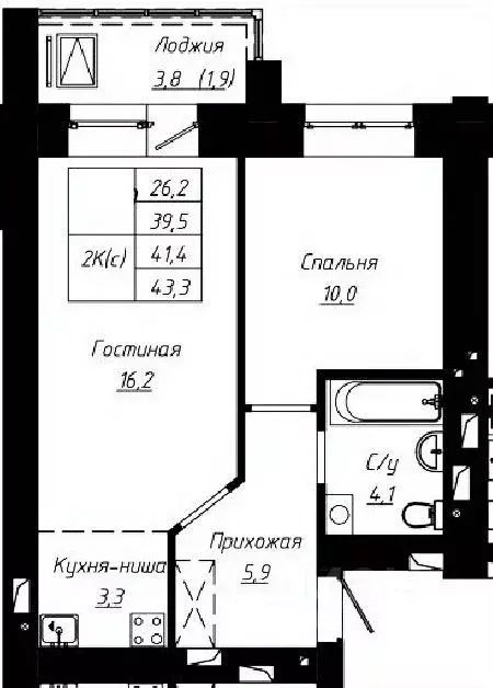 2-к кв. Алтайский край, Барнаул ул. Чернышевского, 189 (41.4 м) - Фото 0