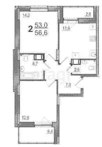 2-комнатная квартира: Тула, проспект Ленина, 112 (81 м) - Фото 1