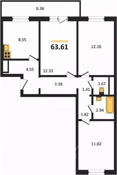 3-к кв. Челябинская область, Челябинский городской округ, пос. ... - Фото 2