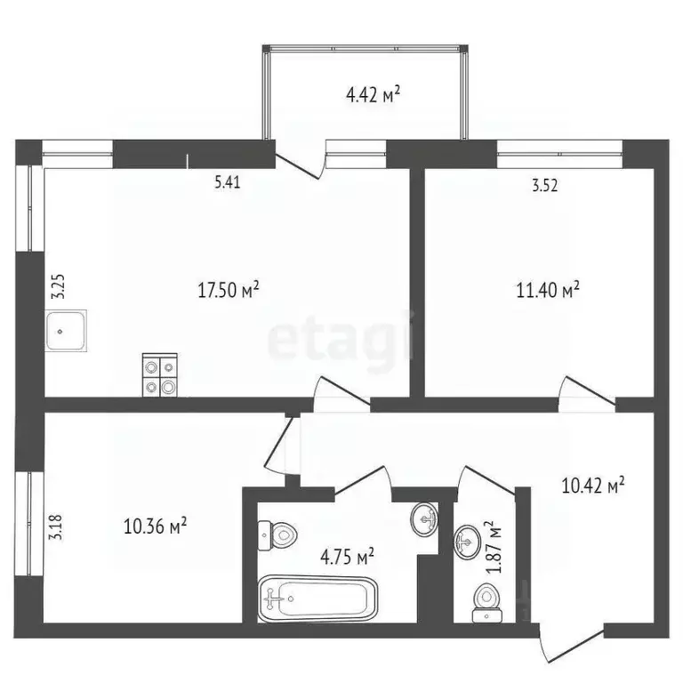 2-к кв. Тюменская область, Тюмень Профсоюзная ул., 63 (57.74 м) - Фото 2