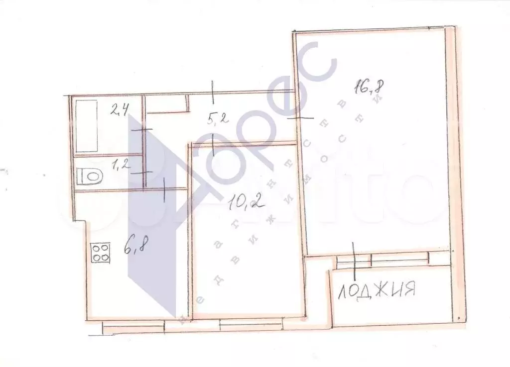 2-к. квартира, 45 м, 4/9 эт. - Фото 0